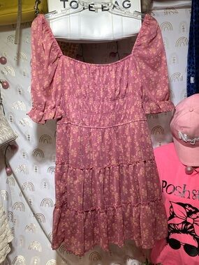 Trixxi Rose Pink Floral Sun Dress